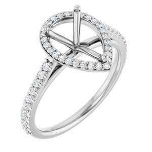 14K White Gold 10x7 mm Pear 1/3 CTW Natural Diamond Semi-Set Engagement Ring