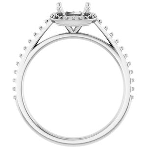 10K White Gold 6x6 mm Halo-Style Engagement Ring Mounting 