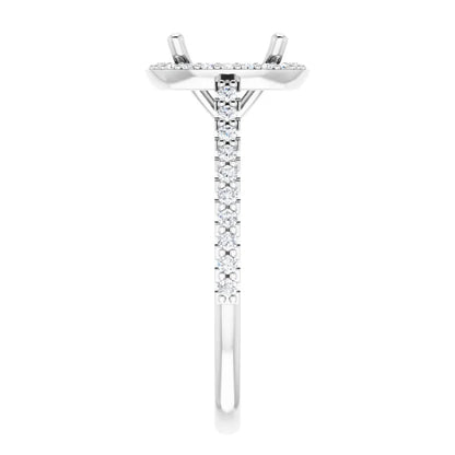 14K White Gold Cushion Halo-Style Engagement Ring Mounting