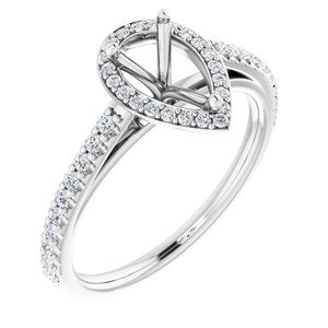 14K White Gold 8x5 mm Pear 1/3 CTW Natural Diamond Semi-Set Engagement Ring