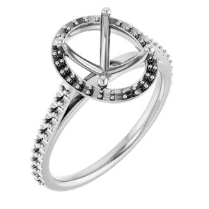 14K White Gold 10x8 mm Halo-Style Engagement Ring Mounting 