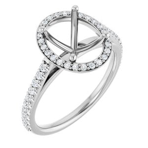 14K White Gold 10x8 mm Oval 1/3 CTW Lab-Grown Diamond Semi-Set Engagement Ring