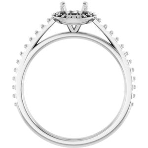14K White Gold 5.2 mm Halo-Style Engagement Ring Mounting 