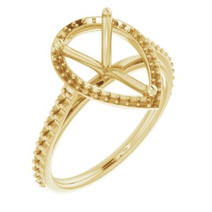14K Yellow Gold 12x8 mm Halo-Style Engagement Ring Mounting 