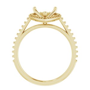 14K Yellow Gold 12x8 mm Halo-Style Engagement Ring Mounting 