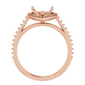 14K Rose Gold 12x8 mm Halo-Style Engagement Ring Mounting 