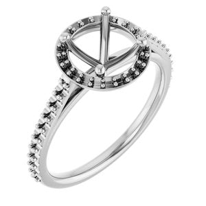 14K White Gold 7.4 mm Halo-Style Engagement Ring Mounting 