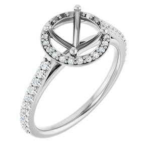 14K White Gold 7.4 mm Round 1/3 CTW Natural Diamond Semi-Set Engagement Ring