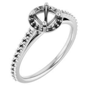 14K White Gold 5.2 mm Halo-Style Engagement Ring Mounting 