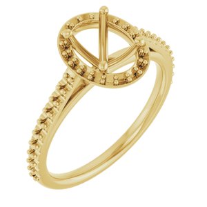 14K Yellow Gold 8x6 mm Halo-Style Engagement Ring Mounting 