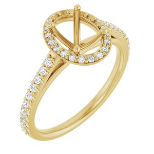 14K Yellow Gold 8x6 mm Oval 1/4 CTW Natural Diamond Semi-Set Engagement Ring