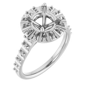 Platinum  8 mm Round Engagement Ring Mounting