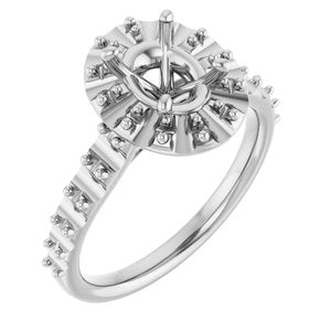 14K White Gold  8x6 mm Oval Engagement Ring Mounting