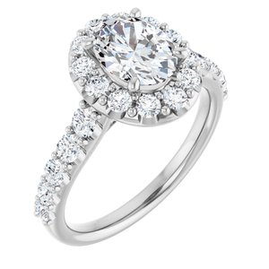 14K White Gold 8x6 mm Oval 7/8 CTW Lab-Grown Diamond Semi-Set Engagement Ring