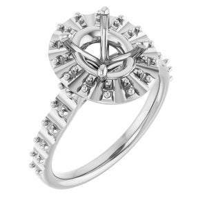 14K White Gold  9x7 mm Oval Engagement Ring Mounting