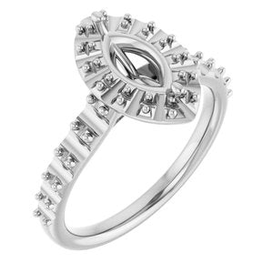 14K White Gold  9x4.5 mm Marquise Engagement Ring Mounting