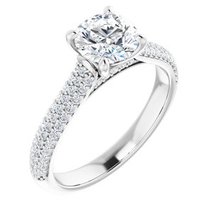 14K White Gold 6.5 mm Round 1/3 CTW Natural Diamond Semi-Set Engagement Ring