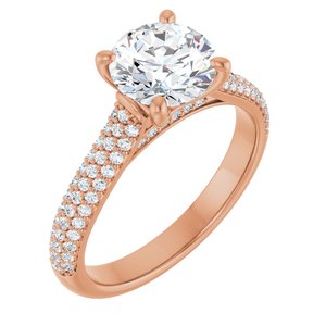 14K Rose Gold 7.4 mm Round 1/3 CTW Natural Diamond Semi-Set Engagement Ring