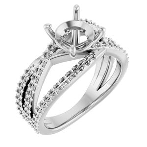 14K White Gold  8 mm Round Engagement Ring Mounting