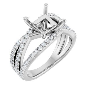 14K White Gold 7x7 mm Square 5/8 CTW Lab-Grown Diamond Semi-Set Engagement Ring