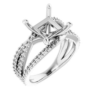 14K White Gold  8 mm Square Engagement Ring Mounting