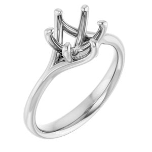 14K White Gold 7.4 mm Round Engagement Ring Mounting