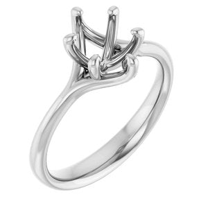 14K White Gold 8x6 mm Oval Engagement Ring Mounting