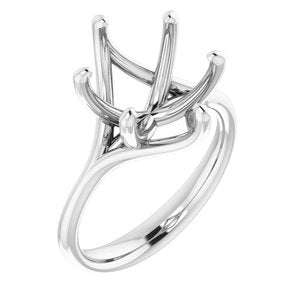 10K White Gold 12x10 mm Oval Engagement Ring Mounting