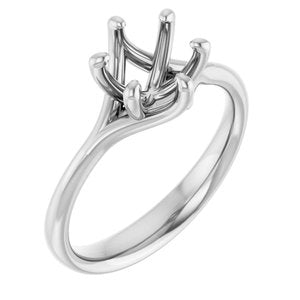 14K White Gold 7 mm Round Engagement Ring Mounting