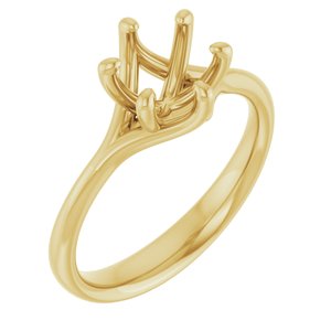 14K Yellow Gold 7 mm Round Engagement Ring Mounting