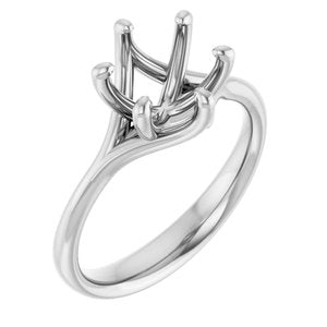 14K White Gold 8 mm Round Engagement Ring Mounting
