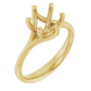14K Yellow Gold 8 mm Round Engagement Ring Mounting