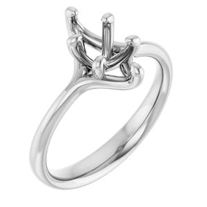 14K White Gold 10x5 mm Marquise Engagement Ring Mounting