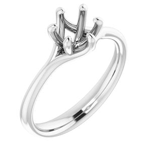 14K White Gold 6 mm Round Engagement Ring Mounting