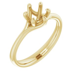 14K Yellow Gold 6 mm Round Engagement Ring Mounting