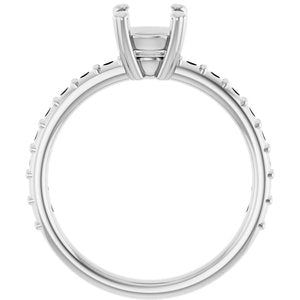 14K White Gold 6.5 mm Round Engagement Ring Mounting