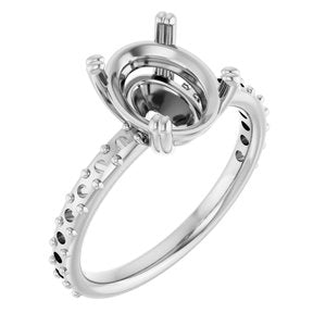 14K White Gold 10x8 mm Oval Engagement Ring Mounting