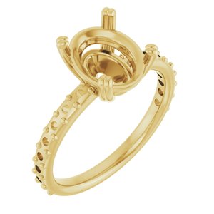 14K Yellow Gold 10x8 mm Oval Engagement Ring Mounting