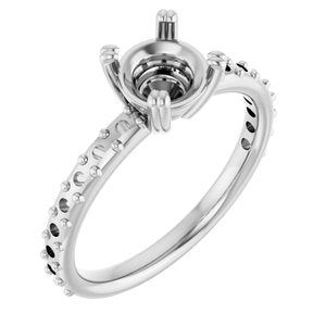 14K White Gold 6.5 mm Round Engagement Ring Mounting