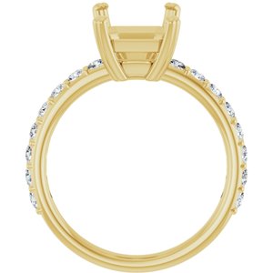 14K Yellow Gold 10 x 8 mm Emerald 1/2 CTW Lab-Grown Diamond Semi-Set Engagement Ring