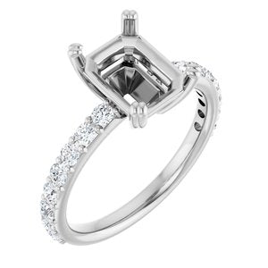 14K White Gold 9 x 7 mm Emerald 1/2 CTW Lab-Grown Diamond Semi-Set Engagement Ring
