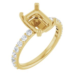14K Yellow Gold 9 x 7 mm Emerald 1/2 CTW Lab-Grown Diamond Semi-Set Engagement Ring