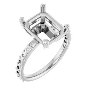 14K White Gold 11x9 mm Emerald Engagement Ring Mounting