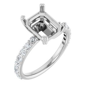 14K White Gold 10 x 8 mm Emerald 1/2 CTW Lab-Grown Diamond Semi-Set Engagement Ring