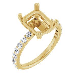 14K Yellow Gold 10 x 8 mm Emerald 1/2 CTW Lab-Grown Diamond Semi-Set Engagement Ring