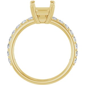 14K Yellow Gold 9 x 7 mm Emerald 1/2 CTW Lab-Grown Diamond Semi-Set Engagement Ring