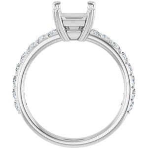 14K White Gold 9 x 7 mm Emerald 1/2 CTW Lab-Grown Diamond Semi-Set Engagement Ring