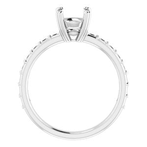 14K White Gold 7 mm Round Engagement Ring Mounting