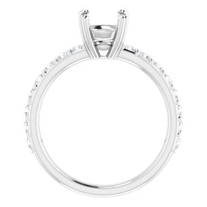 14K White Gold 7 mm Round 1/2 CTW Natural Diamond Semi-Set Engagement Ring
