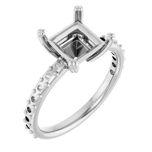 14K White Gold 7 mm Square Engagement Ring Mounting